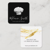 Carte De Visite Carré Chef Casquette et couteau (Devant / Derrière)