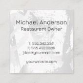 Carte De Visite Carré Chef Casquette et vaisselle (Dos)