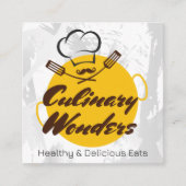 Carte De Visite Carré Chef Casquette et vaisselle (Devant)