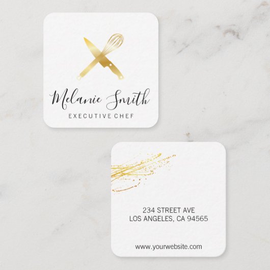 Carte De Visite Carré Chef exécutif (Devant / Derrière)