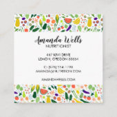 Carte De Visite Carré Chef nutritionniste Entraîneur Unique Légumes Art (Dos)