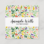 Carte De Visite Carré Chef nutritionniste Entraîneur Unique Légumes Art (Devant)