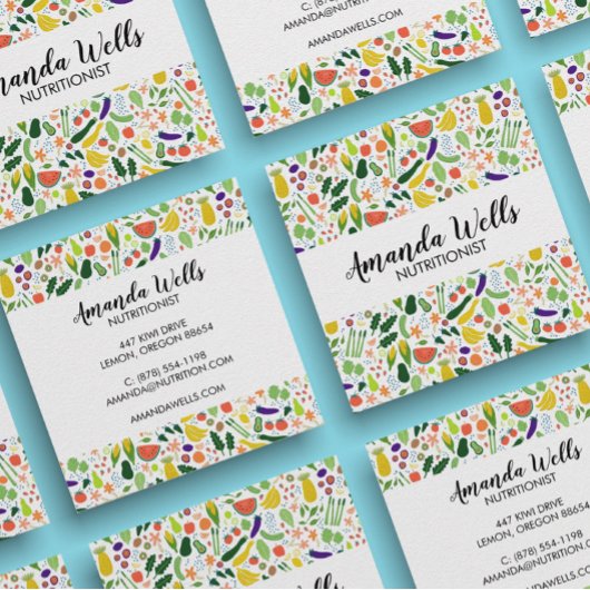 Carte De Visite Carré Chef nutritionniste Entraîneur Unique Légumes Art