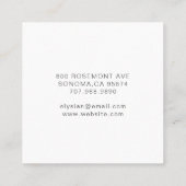 Carte De Visite Carré Chef pâtissier Élégant Cuisinier (Dos)