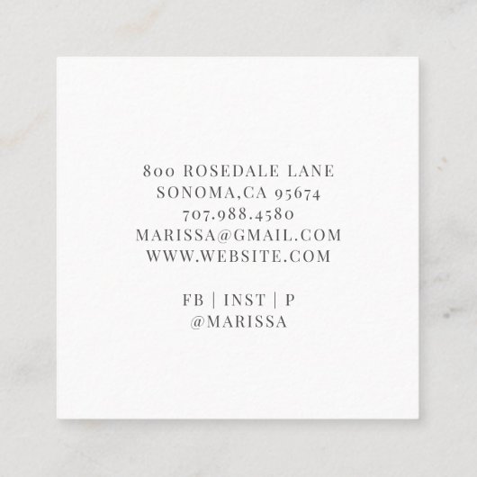 Carte De Visite Carré Chef pâtissier Élégant Gâteau Bleu Parties scintil (Dos)