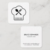 Carte De Visite Carré Chefs Casquette Silverware (Devant / Derrière)