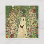 Carte De Visite Carré Chemin du jardin avec poules par Gustav Klimt<br><div class="desc">Chemin du jardin avec poules par Gustav Klimt</div>