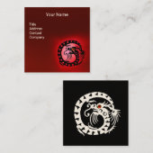 Carte De Visite Carré CHÊNE BLANCHE NOIR DRAGON ROUGE RUBY Gemstone (Devant / Derrière)