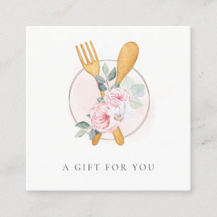 Carte De Visite Carré Chèque cadeau en fourche en bois Blush Floral