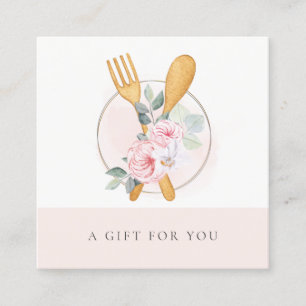 Carte De Visite Carré Chèque cadeau en fourche en bois Blush Floral