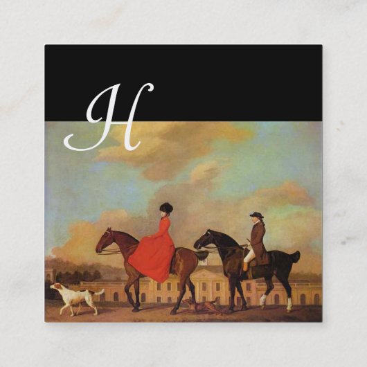 Carte De Visite Carré CHEVAL MONogramme (Dos)