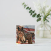 Carte De Visite Carré Cheval Rustic Barne drapeau américain (Debout devant)