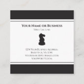 Carte De Visite Carré Chevalier d'échecs professionnel noir et blanc (Dos)