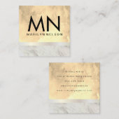 Carte De Visite Carré Chic Aquarelle Monogram Lux Bar & Découpe en marbr (Devant / Derrière)