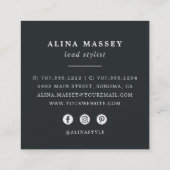 Carte De Visite Carré Chic Blush | Médias sociaux (Dos)