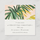 Carte De Visite Carré Chic Boho Blush Green Tropical Palm Plage Feuille (Dos)