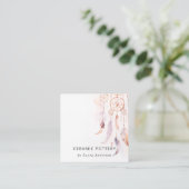 Carte De Visite Carré Chic Boho Dreamcatcher Aquarelle QR Code (Debout devant)