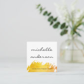 Carte De Visite Carré Chic Brossé Orange Expressif (Debout devant)