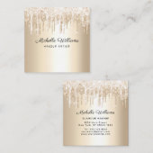 Carte De Visite Carré Chic Champagne DriParties scintillant Professionne (Devant / Derrière)