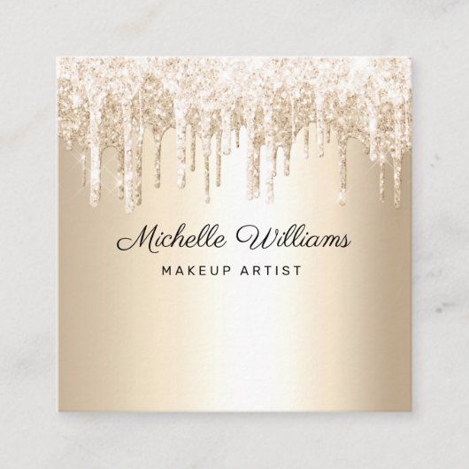 Carte De Visite Carré Chic Champagne DriParties scintillant Professionne (Devant)