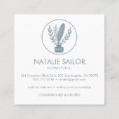 Carte De Visite Carré Chic Elegant Botanique Quill Logo Notaire Public (Dos)