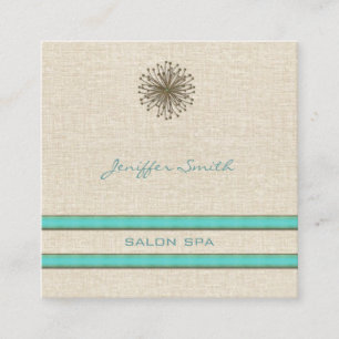 Carte De Visite Carré Chic élégant dandelion rayures turquoise