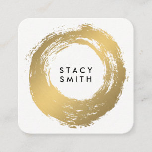 Carte De Visite Carré Chic Faux Gold brossé