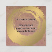 Carte De Visite Carré Chic Faux Gold brossé | Arrière - plan texturé (Dos)