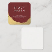 Carte De Visite Carré Chic Faux Gold brossé Deep Red (Devant / Derrière)