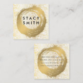 Carte De Visite Carré Chic Faux Gold brossé | Texture or (Devant / Derrière)