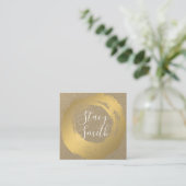 Carte De Visite Carré Chic Faux Or Brossé Glamour (Debout devant)