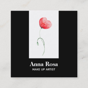 Carte De Visite Carré Chic féminin de pavot rouge floral élégant mode