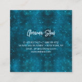 Carte De Visite Carré Chic floral glittery aqua violet argent monogramme (Dos)