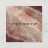 Carte De Visite Carré Chic Glam Bourgogne Rose Artiste maquillage or (Devant)