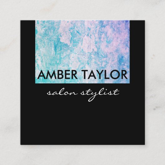 Carte De Visite Carré Chic Grunge Colorée (Devant)