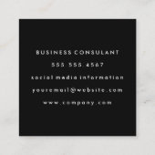 Carte De Visite Carré Chic Grunge noir deux tons (Dos)