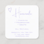 Carte De Visite Carré Chic Lilac White Calligraphie Heart Logo QR-Code (Dos)