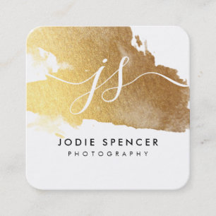 Carte De Visite Carré CHIC LOGO élégant joli glamour marque d'encre or