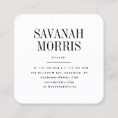 Carte De Visite Carré Chic Moderne Minimal Simple Photo Professionnelle (Dos)