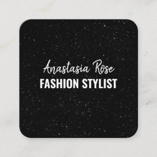 Carte De Visite Carré Chic moderne noir blanc minimaliste Parties scinti