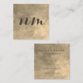 Carte De Visite Carré Chic Monogram Sepia Arrière - plan (Devant / Derrière)