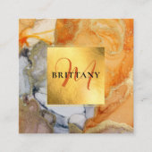 Carte De Visite Carré Chic Peach Orange Grey (Devant)