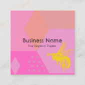 Carte De Visite Carré Chic Pink Gold Bee Professionnel (Devant)