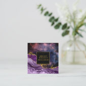 Carte De Visite Carré *~* Chic Populaire Parties scintillant Or Géode d' (Debout devant)