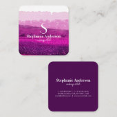 Carte De Visite Carré Chic professionnel Bourgogne et rose Monogramme (Devant / Derrière)