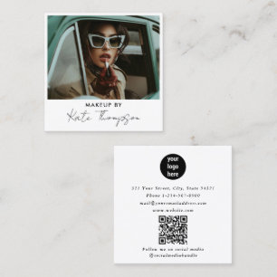 Carte De Visite Carré Chic Retro maquillage Artiste Photo Logo d'entrepr