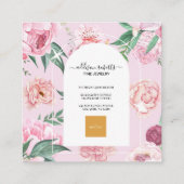 Carte De Visite Carré Chic rose Boho Tropical Bohème Aquarelle Bohème Fl (Dos)