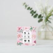Carte De Visite Carré Chic rose Boho Tropical Bohème Aquarelle Bohème Fl (Debout devant)