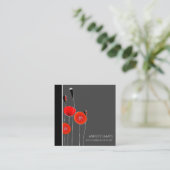 Carte De Visite Carré Chic tendance moderne Rouge Floral Designer Stylis (Debout devant)