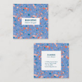 Carte De Visite Carré Chic terrazzo élégant bleu perwinkle (Devant / Derrière)